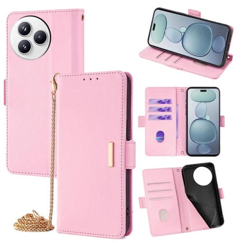 Funda de cuero con cadena cruzada para Xiaomi Civi 5 Pro 5G (rosa)