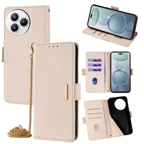 Funda de cuero con cadena cruzada para Xiaomi Civi 5 Pro 5G (blanca)