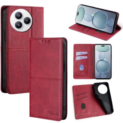 Funda de cuero magnético con textura de vaca para Xiaomi Civi 5 Pro 5G (roja)