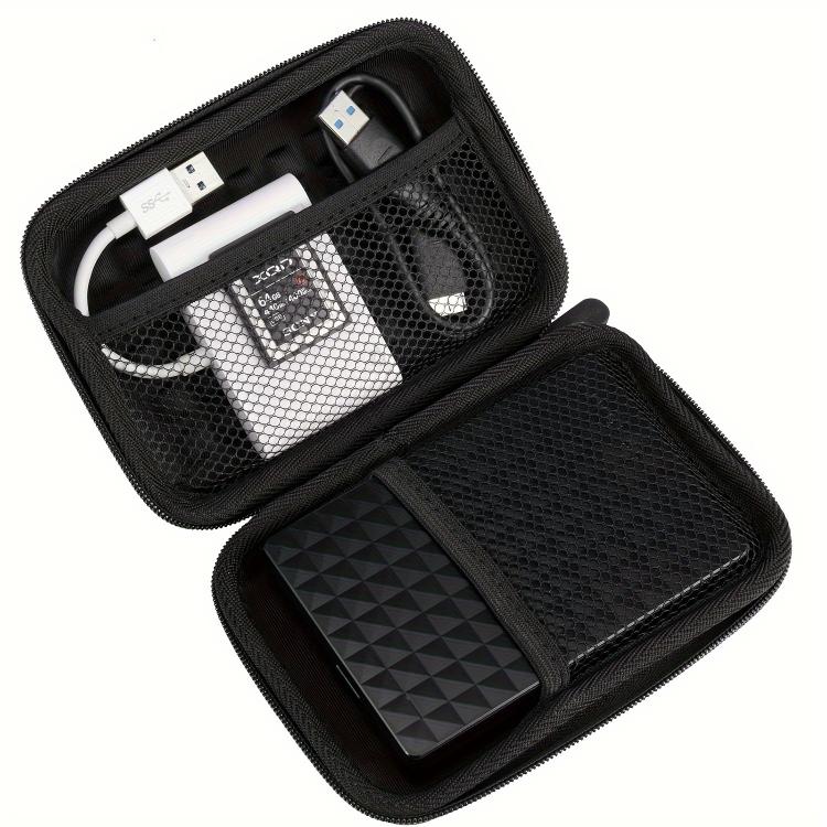 Bolsa almacenamiento portátil EVA para cable datos disco duro móvil (Negra)