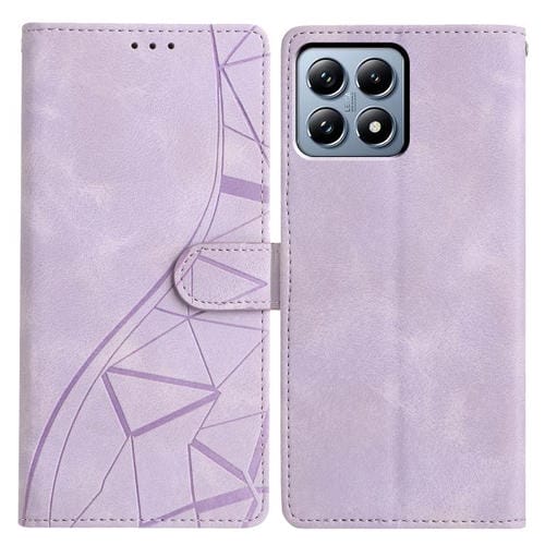 Funda de cuero con relieve triangular para Xiaomi 15T Pro 5G (morado)