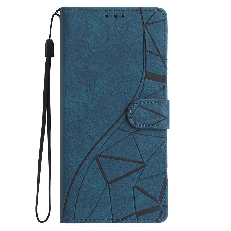 Funda de cuero con relieve de triángulos para Samsung Galaxy A07 (azul)