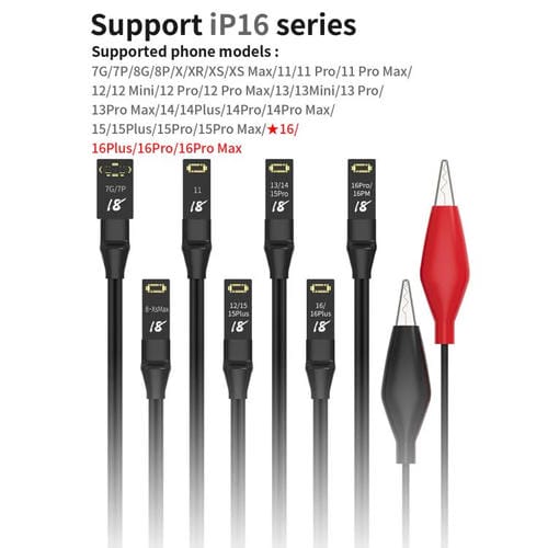 Câbles de démarrage et de réparation de carte mère Apple iPhone 7 à 16 Pro Max, 18 types
