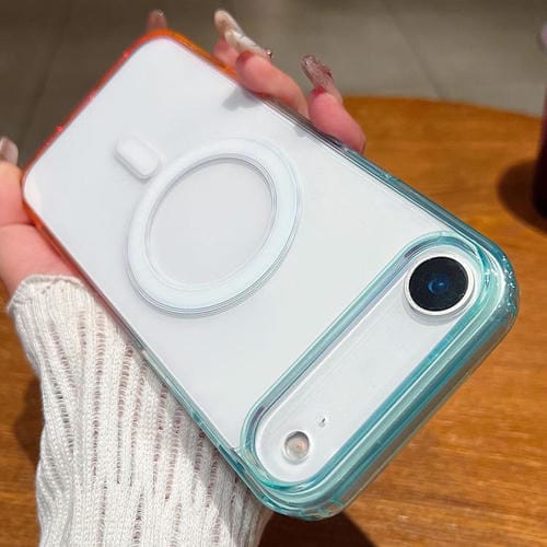 Funda MagSafe transparente con degradado de color en contraste para iPhone 17 Air (azul, verde y rosa)