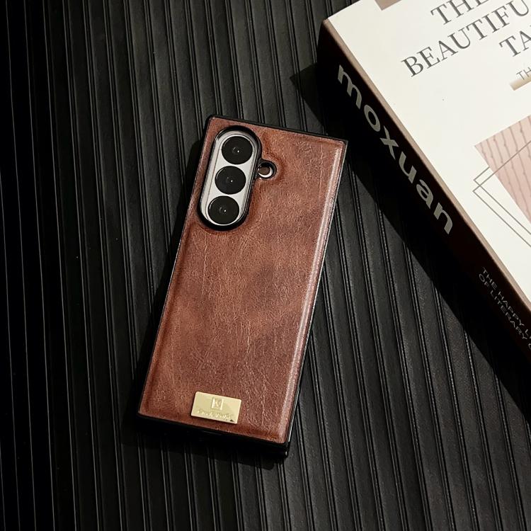 Funda de PU con textura Crazy Horse para Samsung Galaxy Z Fold7 5G (roja)