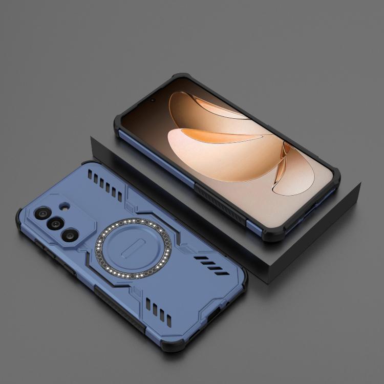 Funda con anillo magnético MagSafe y mariposa para Samsung Galaxy M56 5G (azul)