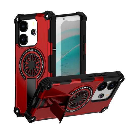 Funda MagSafe para Redmi Note 14 4G de 163,25 mm con soporte metálico y eje a prueba de golpes (roja)