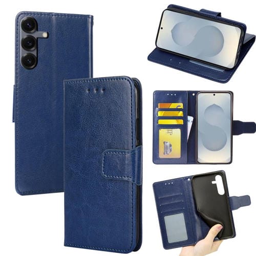 Funda de cuero con textura de cristal para Samsung Galaxy S25 5G (azul rey)