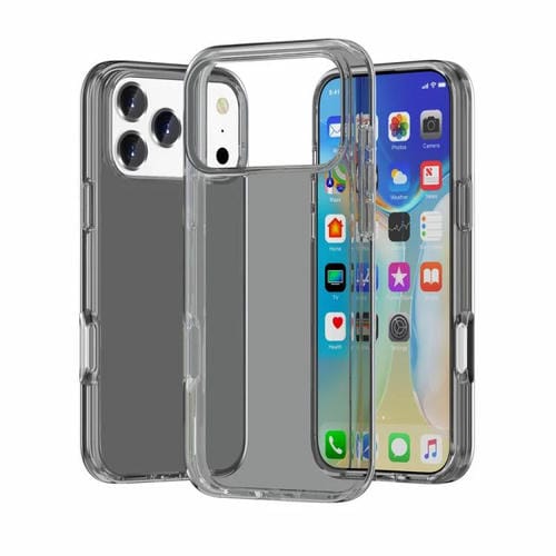 Funda antigolpes con purpurina Terminator para iPhone 17 Pro Max (gris transparente)