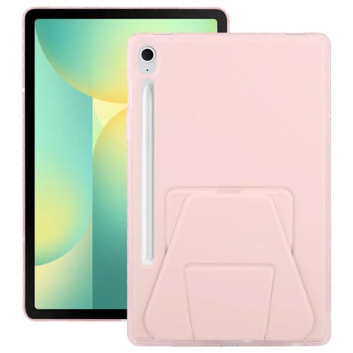 Funda plegable con soporte magnético y parte trasera de cuero acrílico para Samsung Galaxy Tab S10 FE/S9 (rosa)