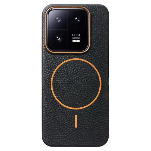 Funda de TPU con textura de lichi MagSafe para Xiaomi 13 (negro y naranja)