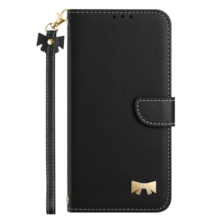 Funda de cuero con lazo metálico y correa para la mano para Xiaomi 15 (negra)