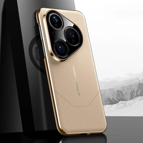 Funda premium galvanizada de imitación con diseño de vanguardia para Huawei Pura 80 5G (dorada)