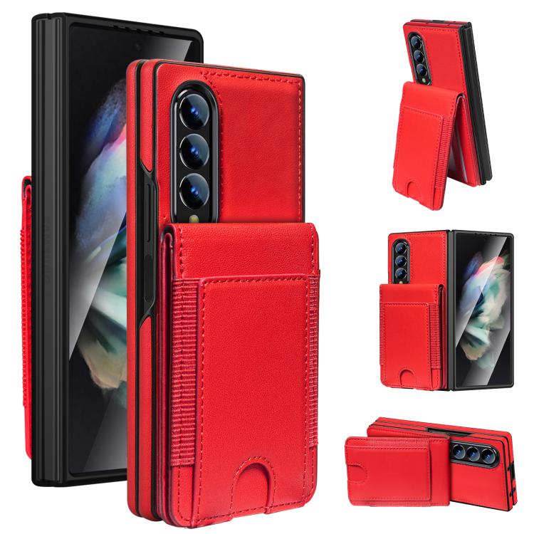 Funda de cuero con película templada integrada para Samsung Galaxy Z Fold3 (rojo)