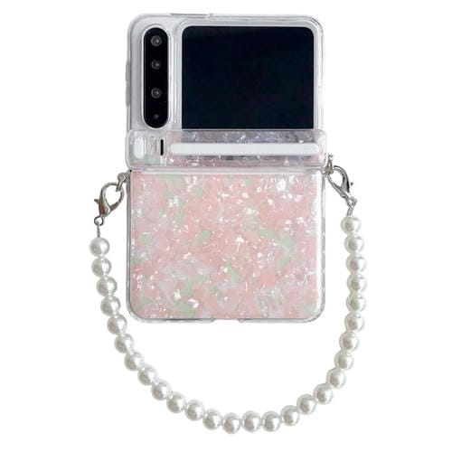 Funda para Huawei Pura X con hebilla lateral y textura perlada, con pulsera (rosa y verde)