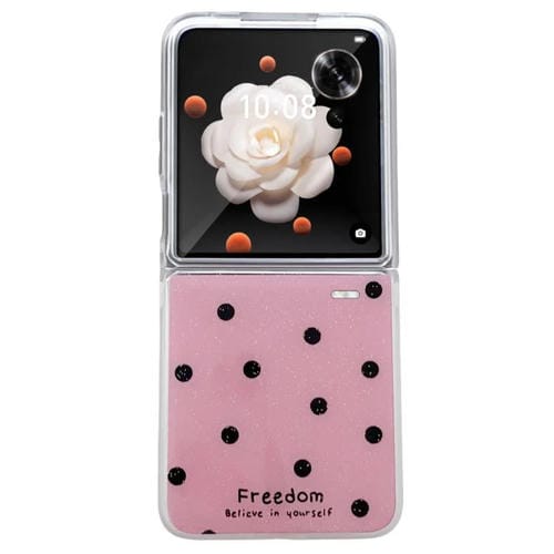 Funda para teléfono con purpurina y puntos para Honor Magic V Flip (rosa y rojo)