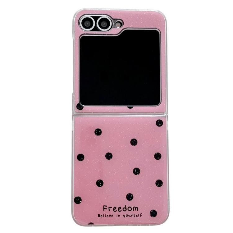 Funda con estampado de puntos brillantes para Samsung Galaxy Z Flip6 (rosa rojo)