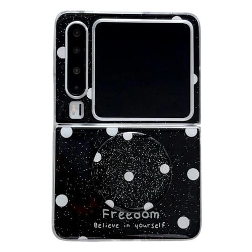 Funda con soporte para Huawei Pura X con diseño de puntos brillantes (negro)