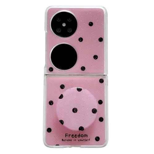 Funda con estampado de puntos brillantes para Huawei Pocket 2 con soporte (rosa y rojo)