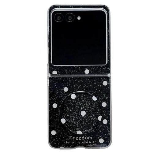 Funda para Motorola Razr 60 con diseño de puntos brillantes y soporte (negra)