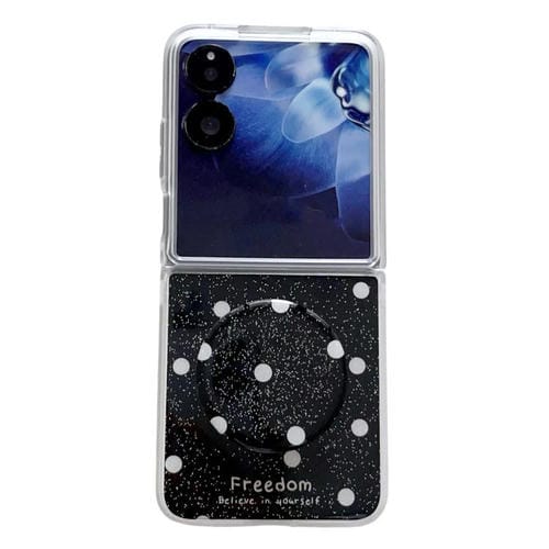 Funda para Xiaomi Mix Flip con purpurina y diseño de puntos, con soporte (negra)