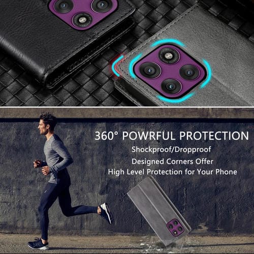 Funda de cuero magnético con textura retro RFID TTUDRCH para Motorola Edge 60 Pro (gris)