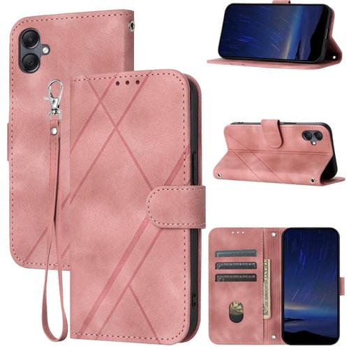 Funda de cuero con relieve y cordón para Samsung Galaxy A07 4G / A06 4G (rosa)