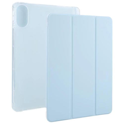 Funda de cuero inteligente de TPU transparente de 3 pliegues para Xiaomi Redmi Pad 2 con ranura para bolígrafo (azul hielo)