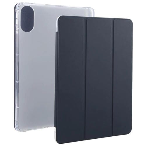 Funda de cuero inteligente de TPU transparente de 3 pliegues para Xiaomi Redmi Pad 2 con ranura para bolígrafo (azul oscuro)