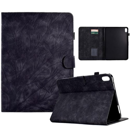 Funda de cuero con relieve "Fortune Tree" para Xiaomi Redmi Pad 2 (negra)