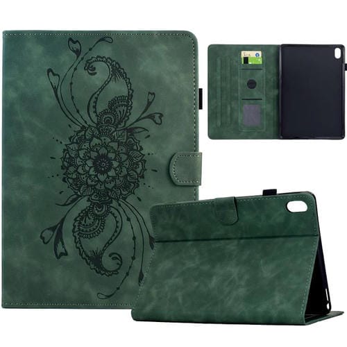 Funda de cuero inteligente con relieve Mandala para Xiaomi Redmi Pad 2 (verde)