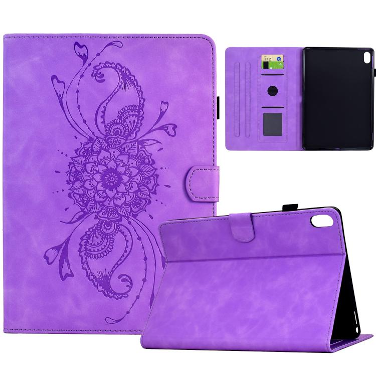 Funda de cuero inteligente con relieve de mandala para Xiaomi Redmi Pad 2 (morado claro)