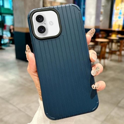 Funda MagSafe de cobertura total para iPhone 16 con diseño inspirado en equipaje (azul oscuro)