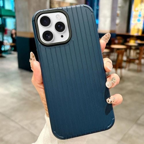 Funda MagSafe de cobertura total para iPhone 11 Pro Max con diseño inspirado en equipaje (azul oscuro)