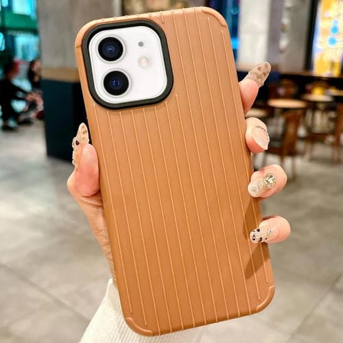 Funda MagSafe de cobertura total para iPhone 11 con diseño inspirado en equipaje (marrón)