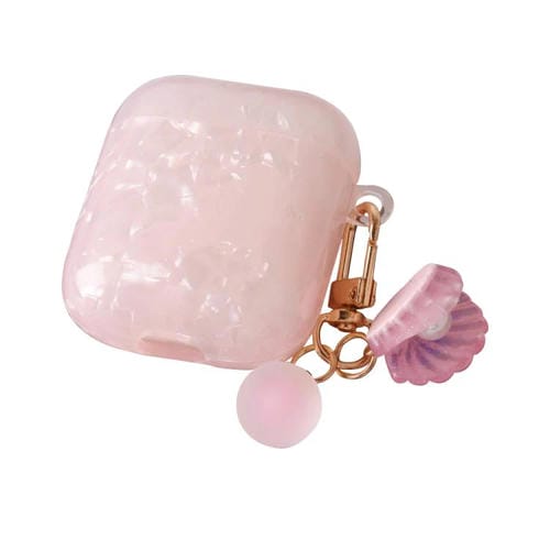 Estuche para AirPods 1/2 con textura de perla y hebilla colgante (rosa)