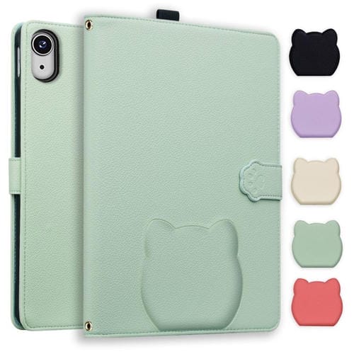 Funda inteligente de piel de lichi con tacto de gato para iPad mini 2024/mini 6 (verde)
