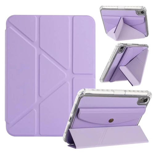 Funda de cuero inteligente con tapa tipo billetera y deformación para iPad mini 2024/mini 6 (morado)