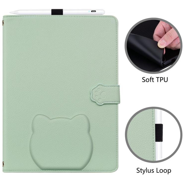 Funda de piel de lichi con tacto de gato para Xiaomi Redmi Pad SE 8.7 (verde)