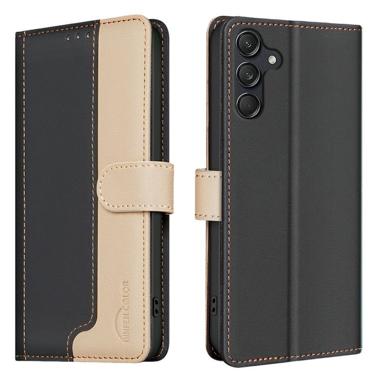 Funda de cuero antirrobo RFID a juego para Samsung Galaxy S25 FE 5G (negro)