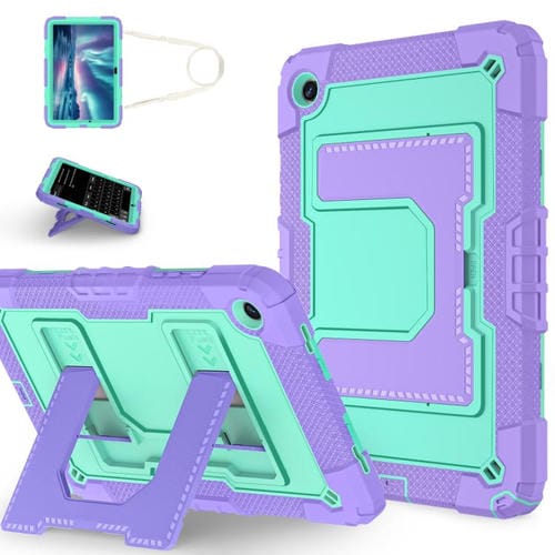 Funda de silicona hidrófuga para Samsung Galaxy Tab S10 FE/S9 con correa para el hombro (morado menta)