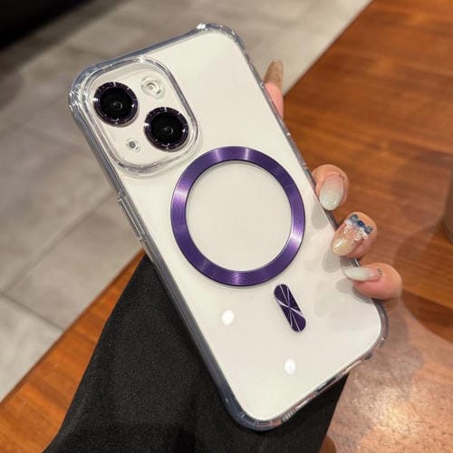 Funda de acrílico transparente MagSafe para iPhone 15 Plus (morado)