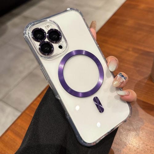 Funda de acrílico transparente MagSafe para iPhone 16 Pro Max (morado)