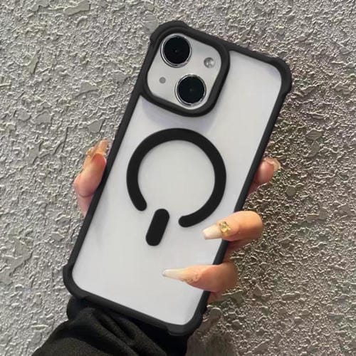 Funda MagSafe semitransparente con tacto esmerilado para iPhone 15 (negra)