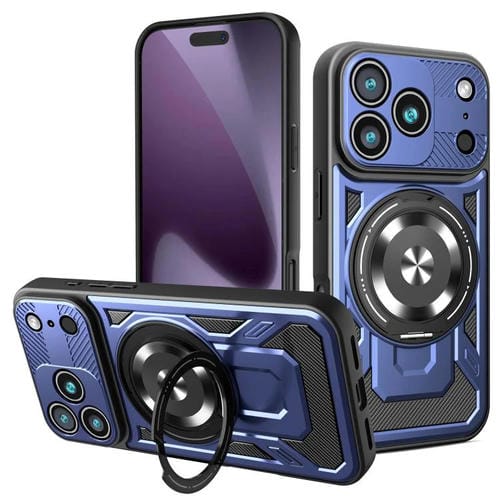 Funda protectora con soporte giratorio MagSafe para iPhone 17 Pro (azul)