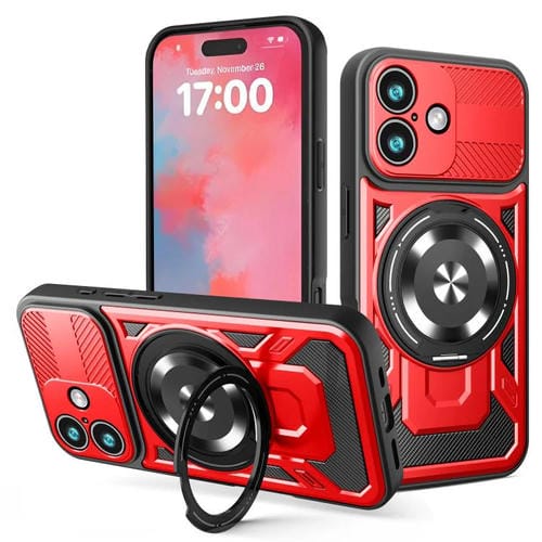 Funda protectora con soporte giratorio MagSafe para iPhone 17 (roja)