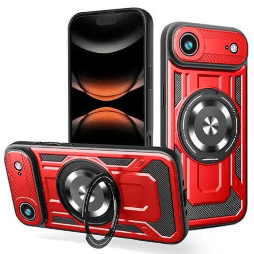 Funda con soporte giratorio MagSafe para iPhone 17 Air Armor (roja)