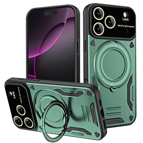 Funda con soporte MagSafe para iPhone 17 Pro Max con ventana grande (verde)