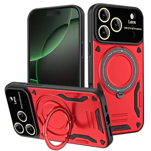 Funda con soporte MagSafe para iPhone 17 Pro con ventana grande (roja)