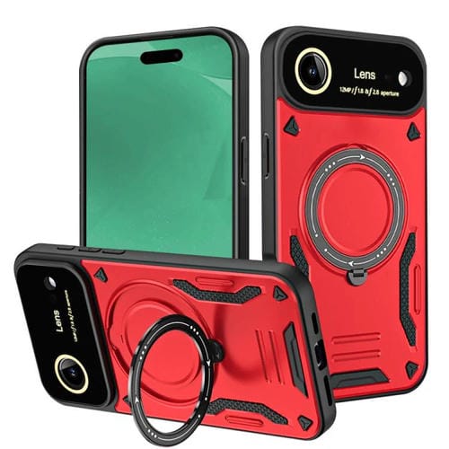 Funda con soporte MagSafe y ventana grande para iPhone 17 Air (roja)